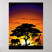 Wilde Tiere auf Savannah Sunset Poster (Vorne)