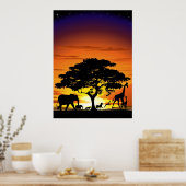 Wilde Tiere auf Savannah Sunset Poster (Küche)