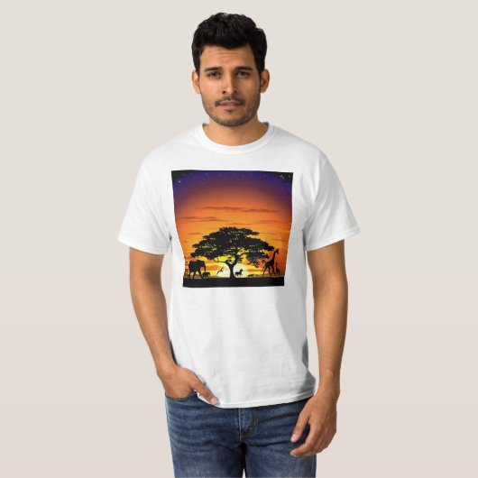 Wilde Tiere auf Savannah Sunset T - Shirt (Vorne ganz)