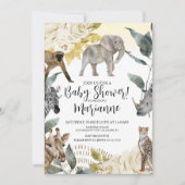 Wilde Tiere Baby Shower Imitate Gold Glitzer Einladung (Vorderseite)