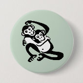 Wilde Tiere - BONOBO - Schimpanse - Primat - Grün Button (Vorderseite)