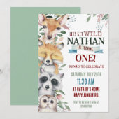 Wilde Tiere Einladung zum Geburtstag (Vorne/Hinten)