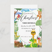 Wilde Tiere Einladung zum Geburtstag des Kindes (Vorne/Hinten)