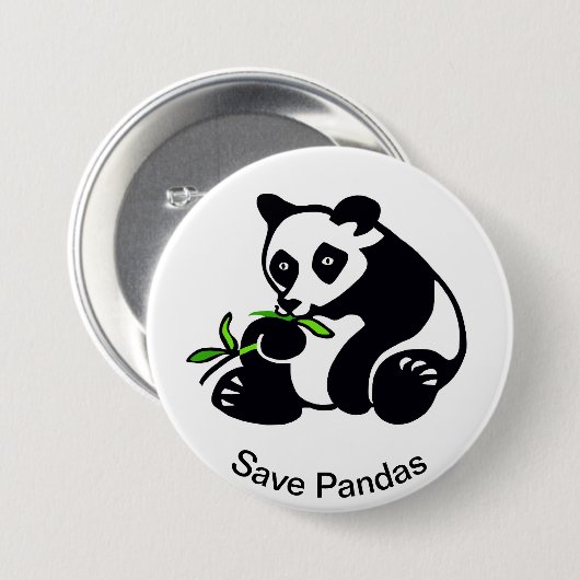 Wilde Tiere - Gerettet PANDAS - wild lebende Tiere Button (Vorne & Hinten)