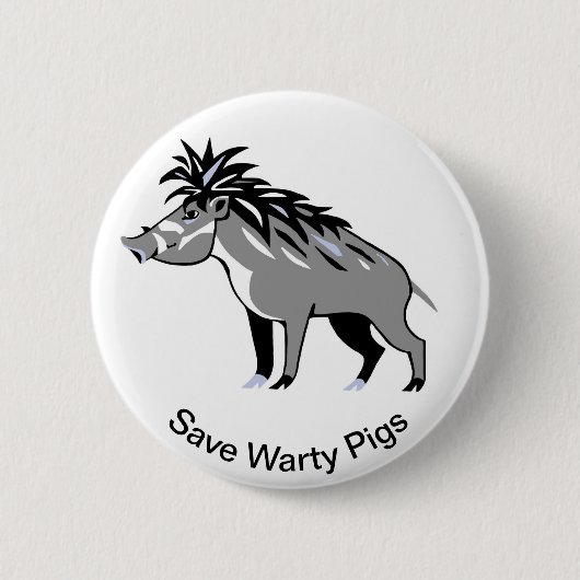 Wilde Tiere - Gerettet Warty PIGS - gefährdet Button (Vorderseite)