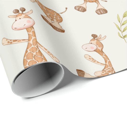Wilde Tiere Giraffe Kinder Geschenkpapier (Rolleneckpunkt)