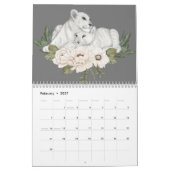 Wilde Tiere Graue Flora Winter Wasserfarbe Kalender (Feb 2027)