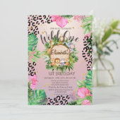 Wilde Tiere Holz tropische Blume Geburtstag Einladung (Stehend Vorderseite)