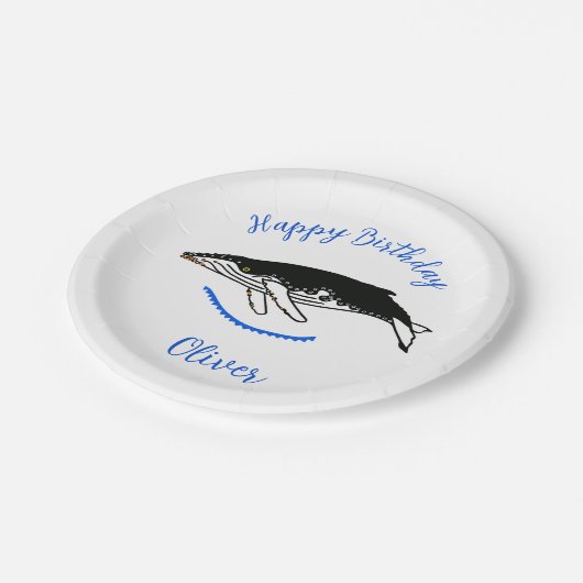 Wilde Tiere - Humpback WHALE - Glücklicher Geburts Pappteller (Schrägansicht)