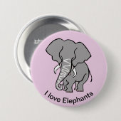 Wilde Tiere I Liebe ELEPHANTS - Afrika- rosa Button (Vorne & Hinten)