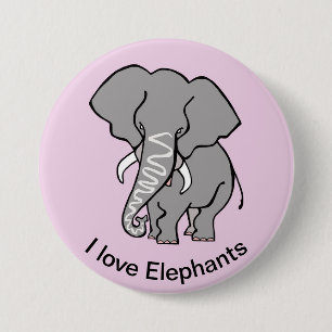 Wilde Tiere I Liebe ELEPHANTS - Afrika- rosa Button