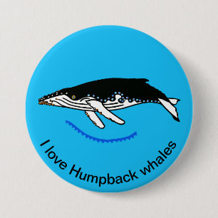 Wilde Tiere - I Liebe Humpback WHALES - blau Button