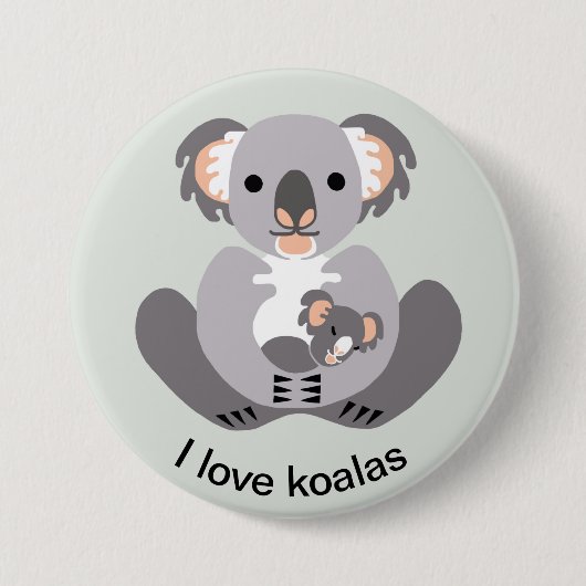 Wilde Tiere - I Liebe KOALAS - Aussie wild lebende Button (Vorderseite)