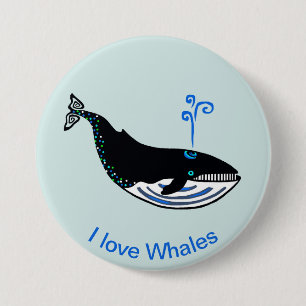 Wilde Tiere - I Liebe WHALES - wild lebende Tiere  Button