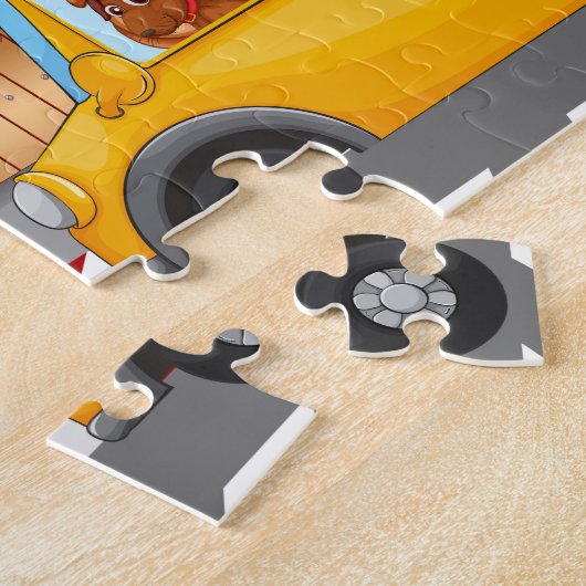 Wilde Tiere im Schulbus Puzzle (Seite)