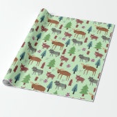 Wilde Tiere im Wald Hirsche Wolf Geschenkpapier (Ungerollt)