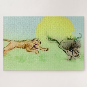 Wilde Tiere in der Natur - Löwen & Buffalo Puzzle