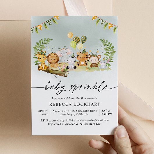 Wilde Tiere Jungle Safari Baby Sprinkle Einladung