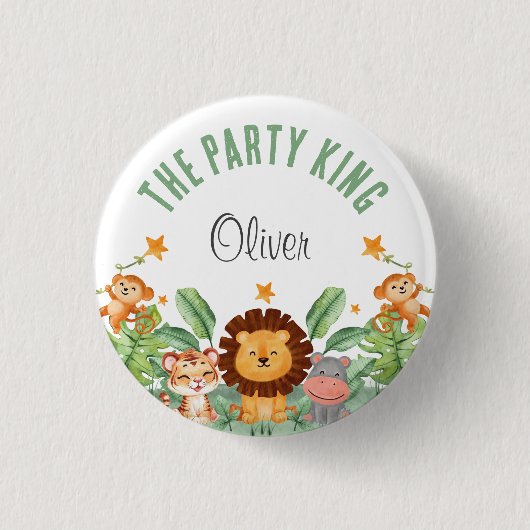 Wilde Tiere Jungle Tiere Tropical Boy Geburtstag Button (Vorderseite)