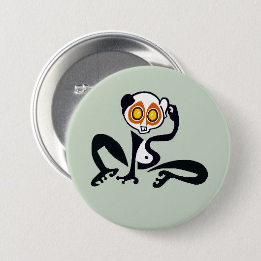 Wilde Tiere - Langsames LORIS - Primat - Grün Button (Vorne & Hinten)