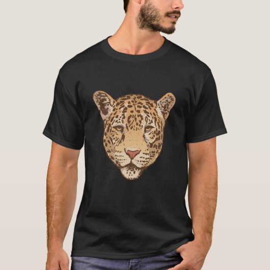 Wilde Tiere Leopard Katzen Gesicht T-Shirt (Vorderseite)