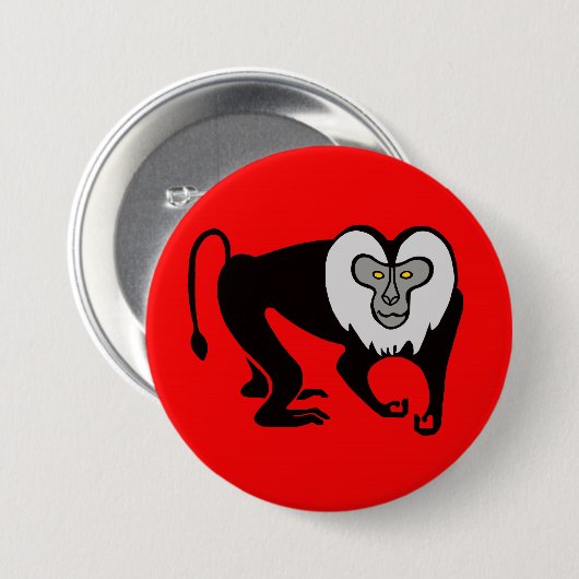 Wilde Tiere - Löwenschwanz MACAQUE - Affe - Rot Button (Vorne & Hinten)