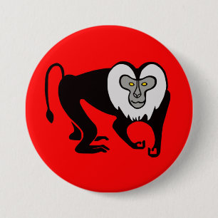 Wilde Tiere - Löwenschwanz MACAQUE - Affe - Rot Button