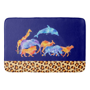 Wilde Tiere mit einer Leopard-Druckgrenze Badematte