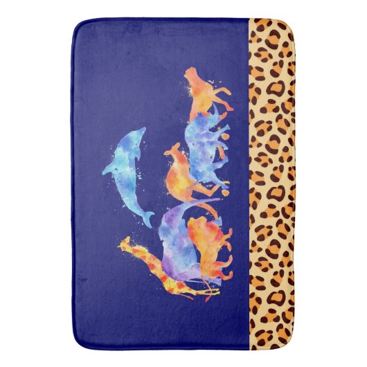 Wilde Tiere mit einer Leopard-Druckgrenze Badematte (Vorderseite Vertikal)