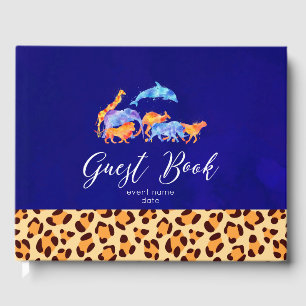 Wilde Tiere mit einer Leopard-Druckgrenze Gästebuch