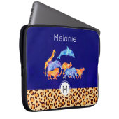 Wilde Tiere mit einer Leopard-Druckgrenze Laptopschutzhülle (Vorne Rechts)