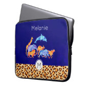 Wilde Tiere mit einer Leopard-Druckgrenze Laptopschutzhülle (Vorderseite Links)