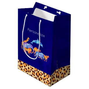 Wilde Tiere mit einer Leopard-Druckgrenze Mittlere Geschenktüte