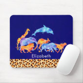 Wilde Tiere mit einer Leopard-Druckgrenze Mousepad (Mit Mouse)