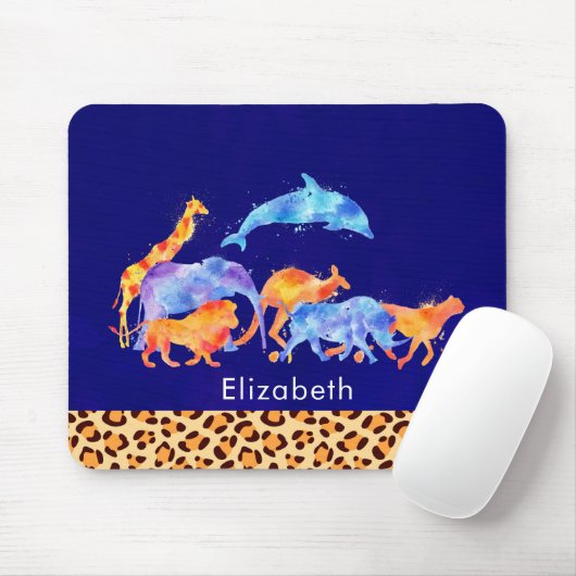 Wilde Tiere mit einer Leopard-Druckgrenze Mousepad (Mit Mouse)
