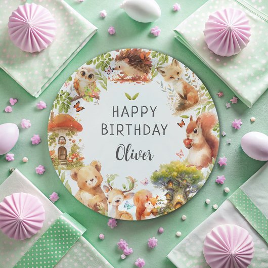 Wilde Tiere Niedlicher magischer Wald Pappteller