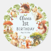 Wilde Tiere Niedlicher magischer Wald Runder Aufkleber (Vorderseite)