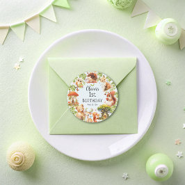 Wilde Tiere Niedlicher magischer Wald Runder Aufkleber