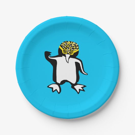 Wilde Tiere - Niedliches PENGUIN - Tierfreund - bl Pappteller (Vorderseite)