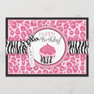 Wilde Tiere Print Cupcake Geburtstag Karte