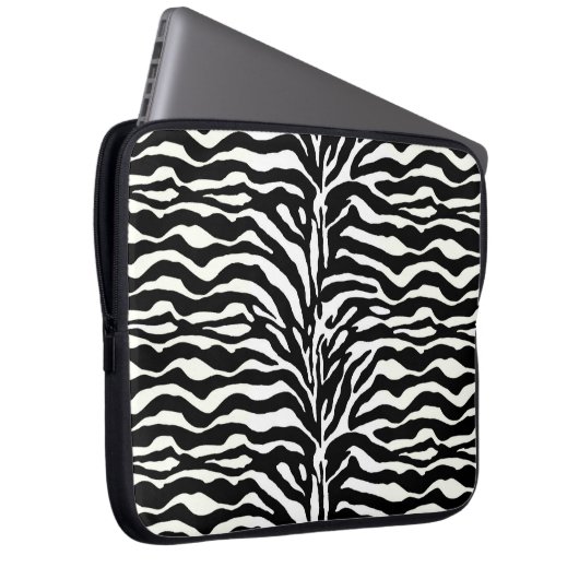 Wilde Tiere Print, Zebra in Schwarz und Weiß Lapto Laptopschutzhülle (Vorne Rechts)