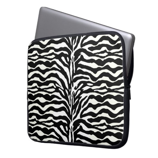 Wilde Tiere Print, Zebra in Schwarz und Weiß Lapto Laptopschutzhülle (Vorderseite Links)