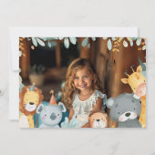 Wilde Tiere Rosa Zwei-Mädchen-Foto Geburtstag Einladung (Rückseite)