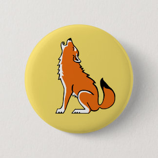 Wilde Tiere - Roter WOLF - Natur- gelb Button