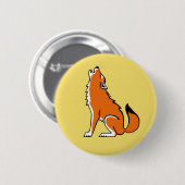 Wilde Tiere - Roter WOLF - Natur- gelb Button (Vorne & Hinten)