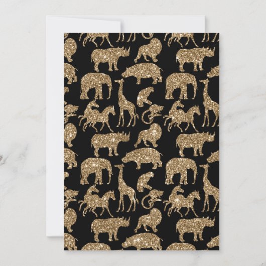 Wilde Tiere Safari Glitzer Einladung (Vorderseite)
