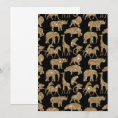 Wilde Tiere Safari Glitzer Einladung (Vorne/Hinten)