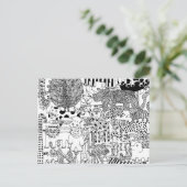 Wilde Tiere Schwarz-Weiß-Illustration Postkarte (Stehend Vorderseite)