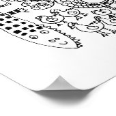 Wilde Tiere Schwarz-Weiß Zeichnend Kunst drucken Poster (Ecke)