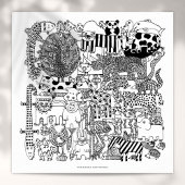 Wilde Tiere Schwarz-Weiß Zeichnend Kunst drucken Poster